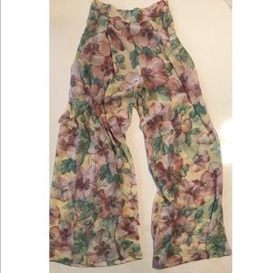 Zara - High waisted floral wide leg pant